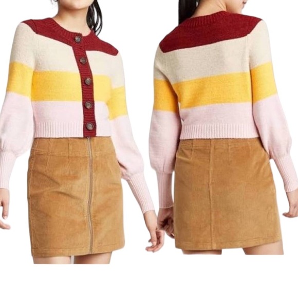 Cardigan Colorblock Sweater Wild Fable Cropped  Size Small - Picture 1 of 8